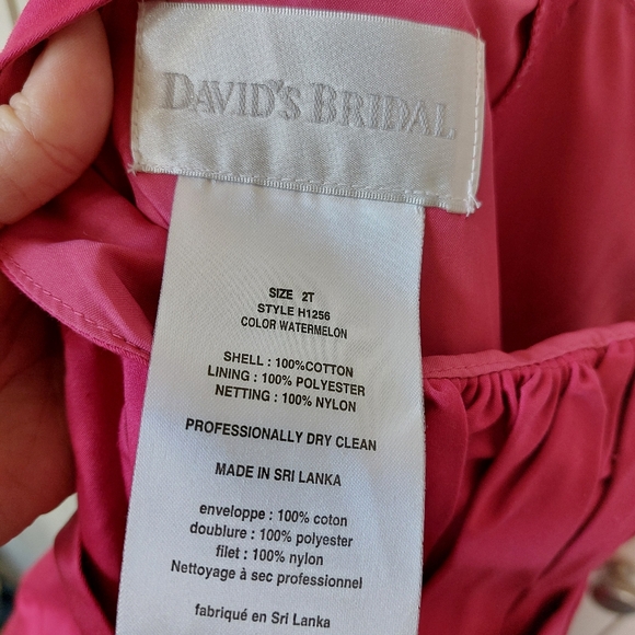 Pink Flowergirl Dress size 2T David's Bridal Watermelon Daddy Daughter Dance - Picture 3 of 3